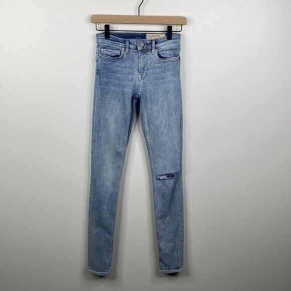 All Saints Mid Rise Medium Wash Distressed Skinny Jeans Size 25 - Picture 1 of 6